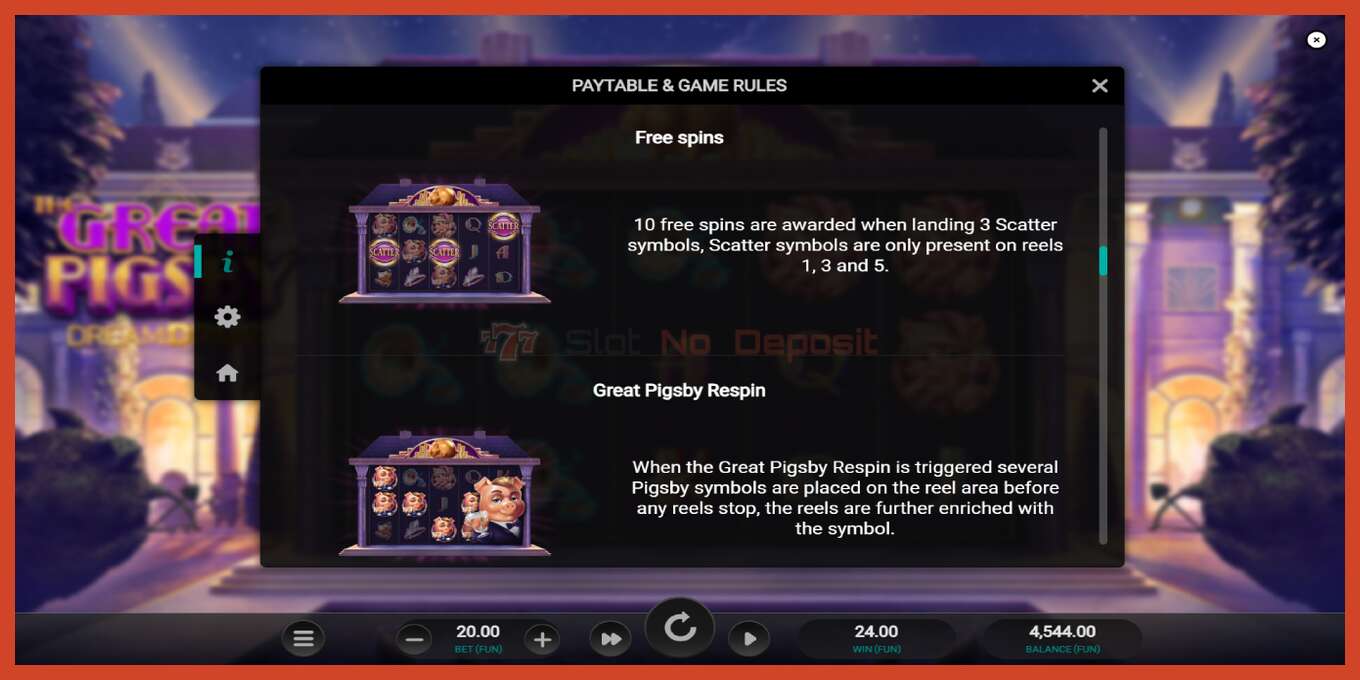 Slot screenshot: The Great Pigsby Dream Drop no deposit, number - 7