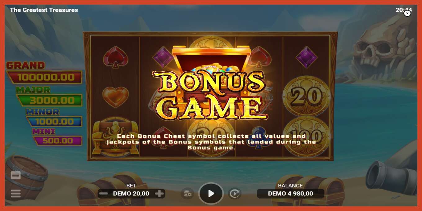 Slot screenshot: The Greatest Treasures no deposit, number - 4