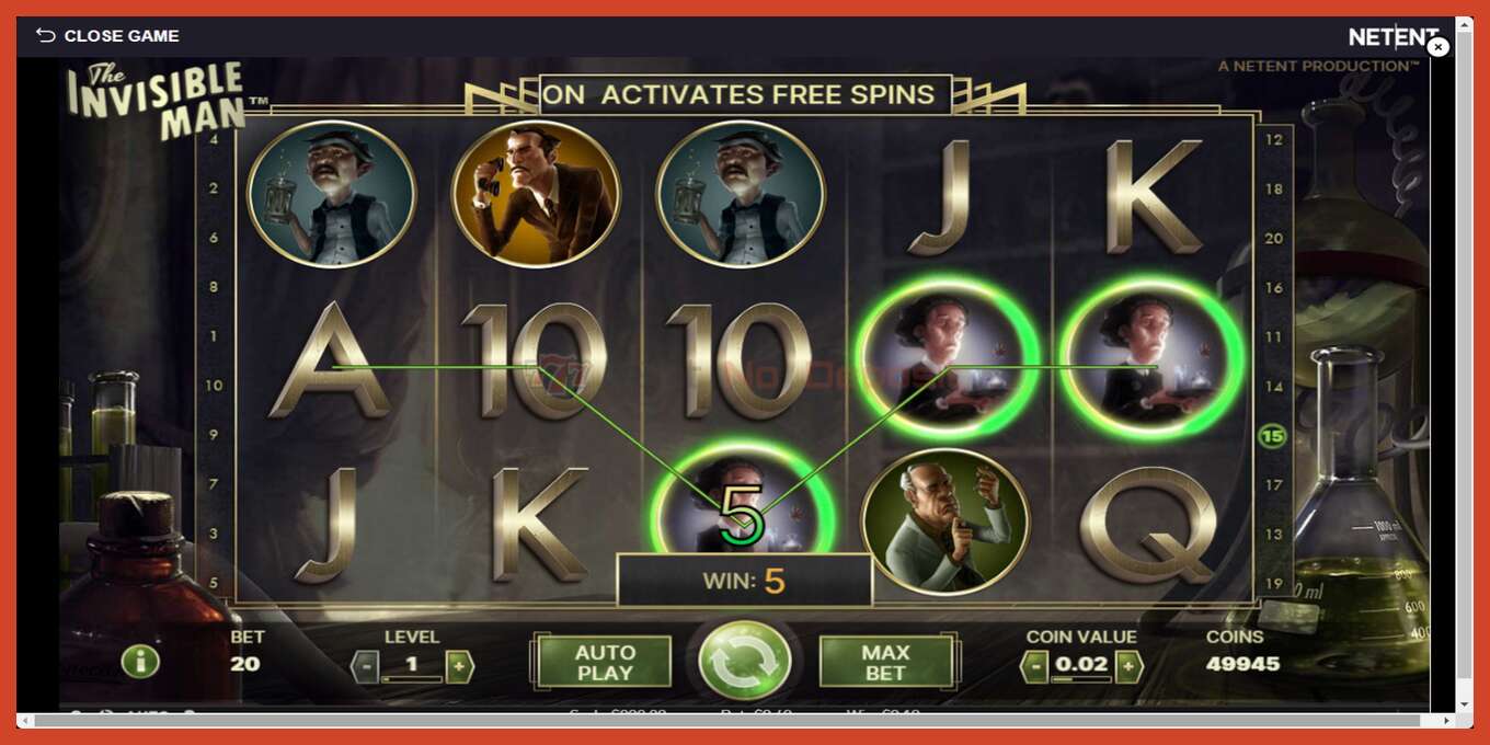 Slot screenshot: The Invisible Man no deposit, number - 4