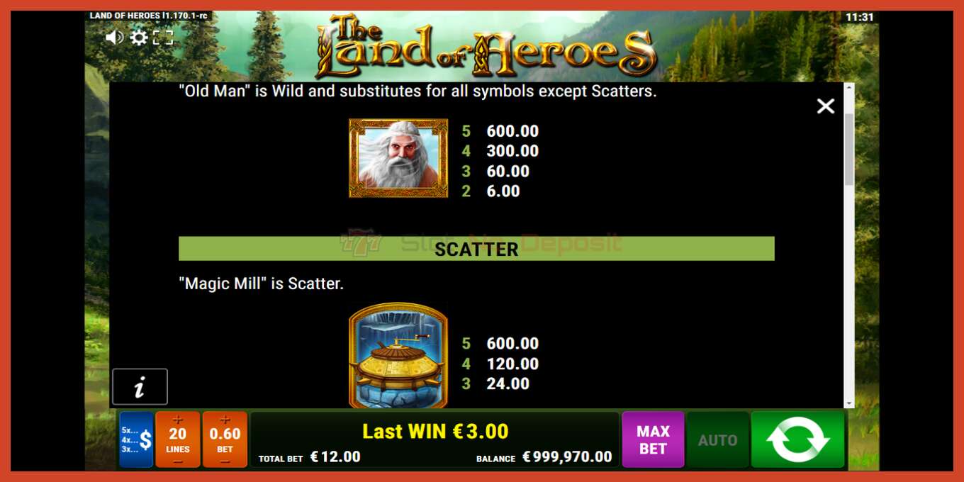 Slot screenshot: The Land of Heroes no deposit, number - 7