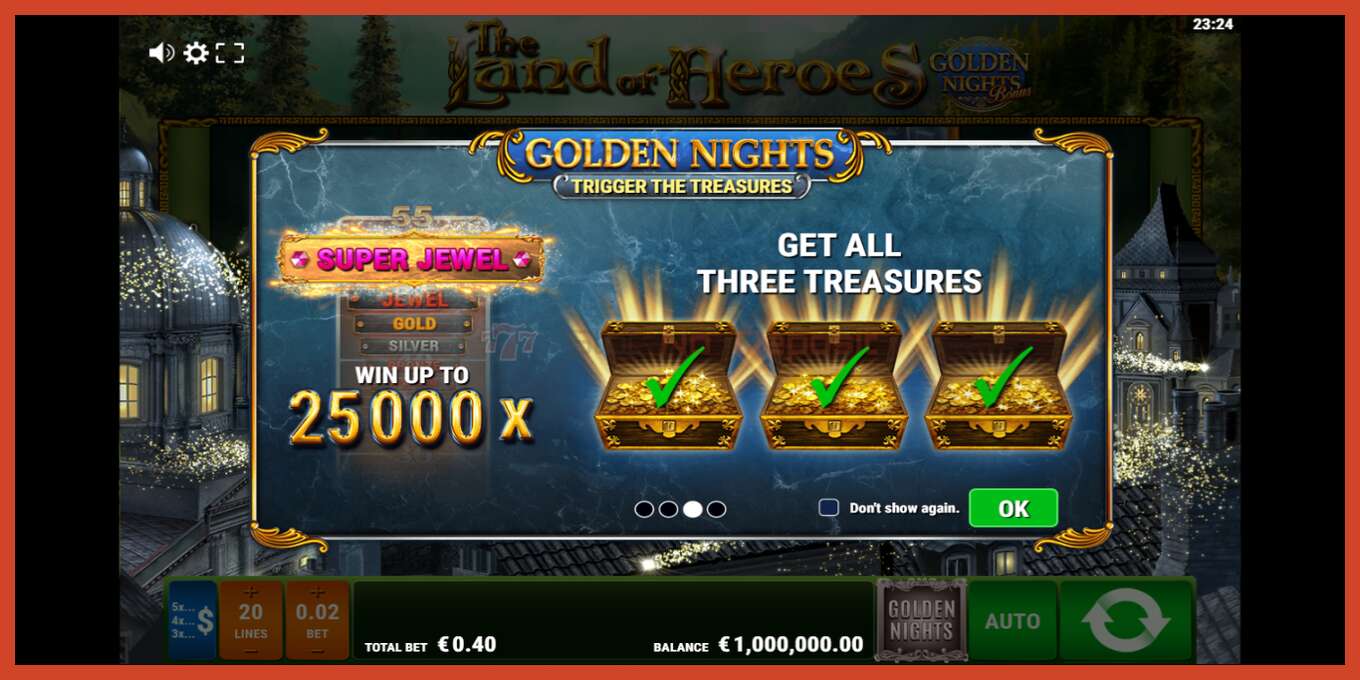 Slot screenshot: The Land of Heroes Golden Nights no deposit, number - 1