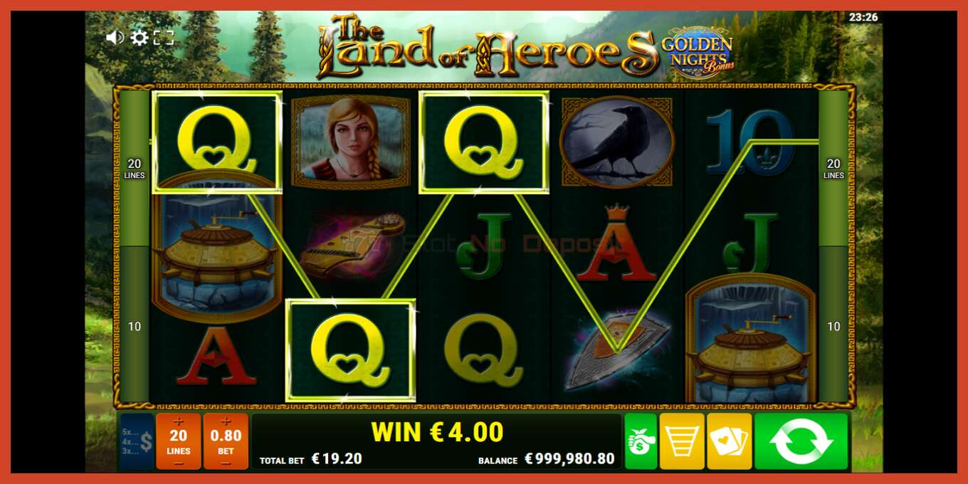 Slot screenshot: The Land of Heroes Golden Nights no deposit, number - 3