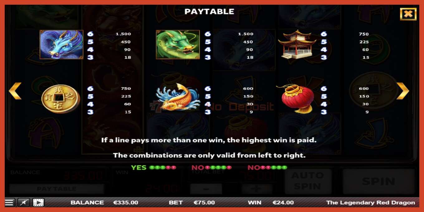 Slot screenshot: The Legendary Red Dragon no deposit, number - 4