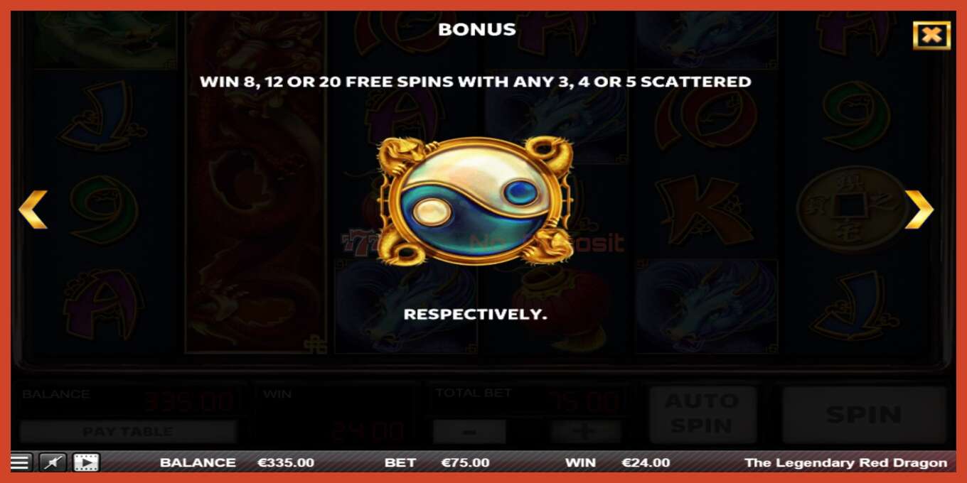 Slot screenshot: The Legendary Red Dragon no deposit, number - 6