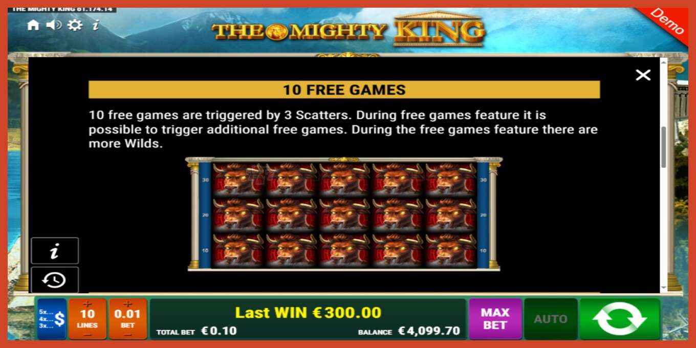 Slot screenshot: The Mighty King no deposit, number - 5