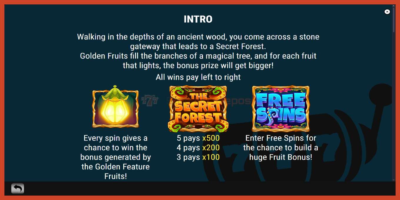 Slot screenshot: The Secret Forest no deposit, number - 5