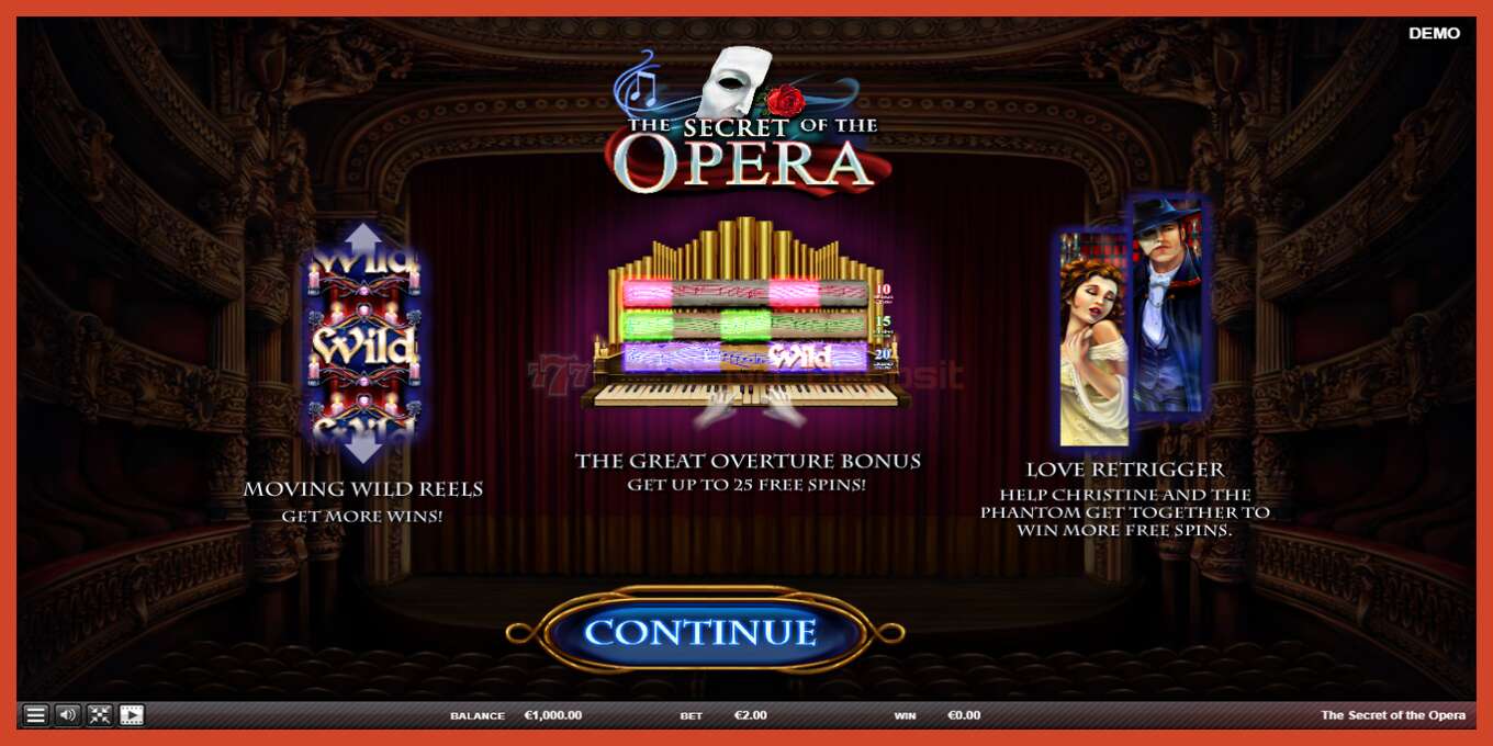 Slot screenshot: The Secret of the Opera no deposit, number - 1