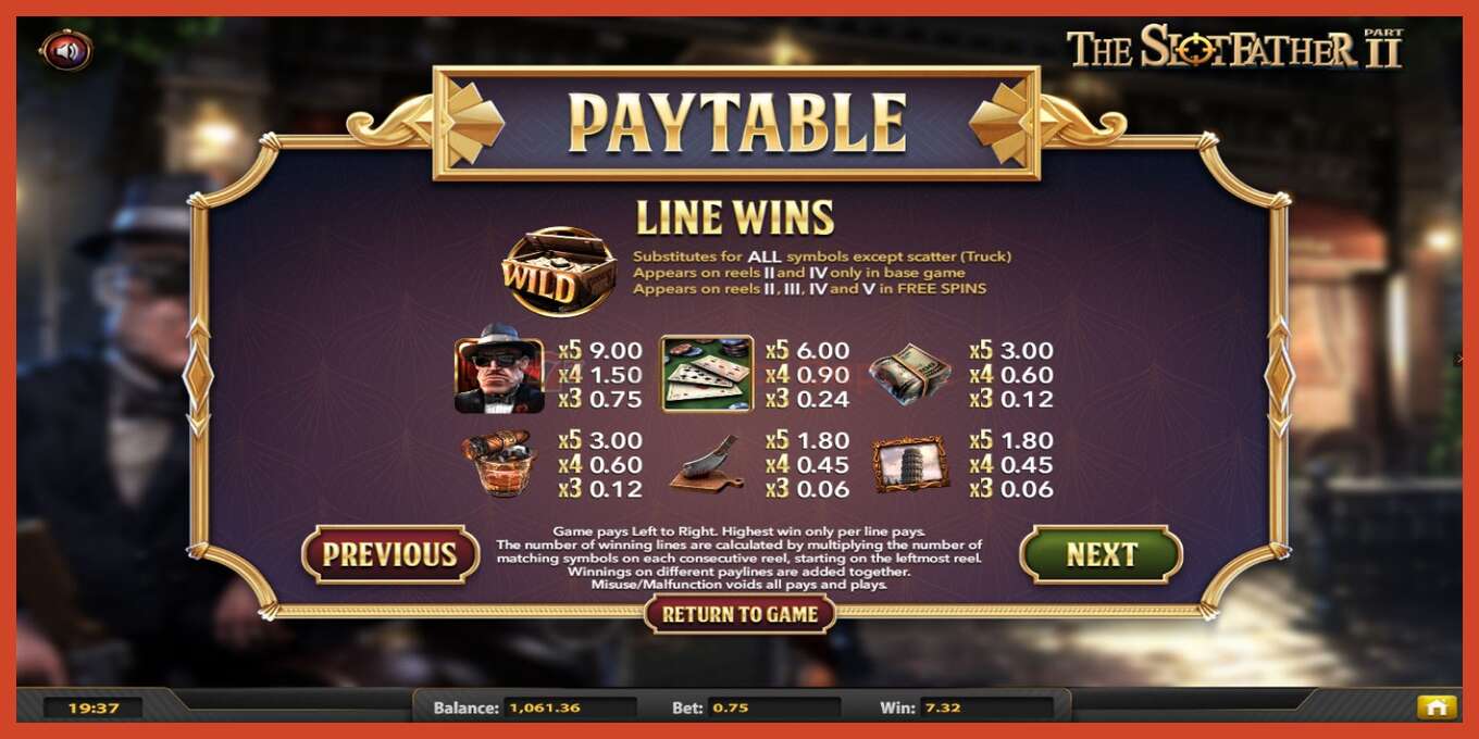 Slot screenshot: The Slotfather 2 no deposit, number - 5