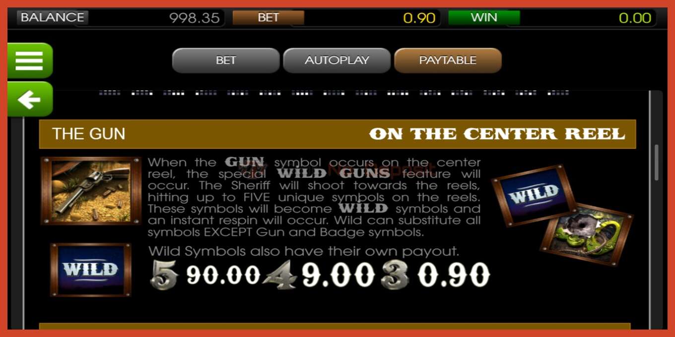 Slot screenshot: The True Sheriff no deposit, number - 5