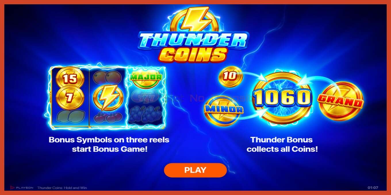 老虎机截图: Thunder Coins 没有押金, 数字 - 1