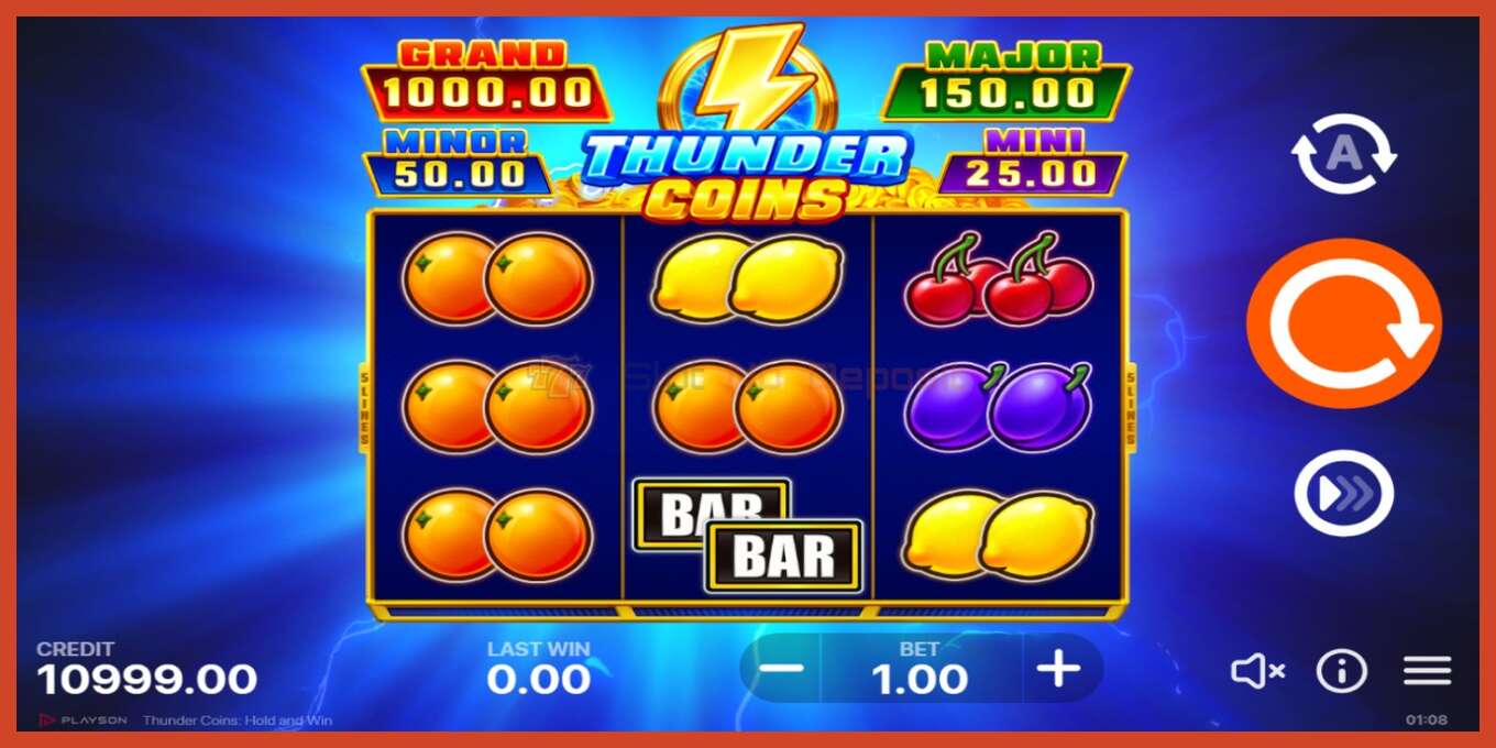 老虎机截图: Thunder Coins 没有押金, 数字 - 2