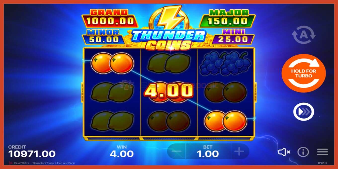 老虎机截图: Thunder Coins 没有押金, 数字 - 3