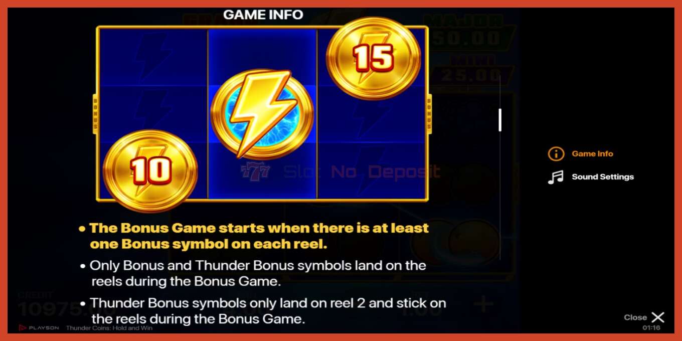 老虎机截图: Thunder Coins 没有押金, 数字 - 5