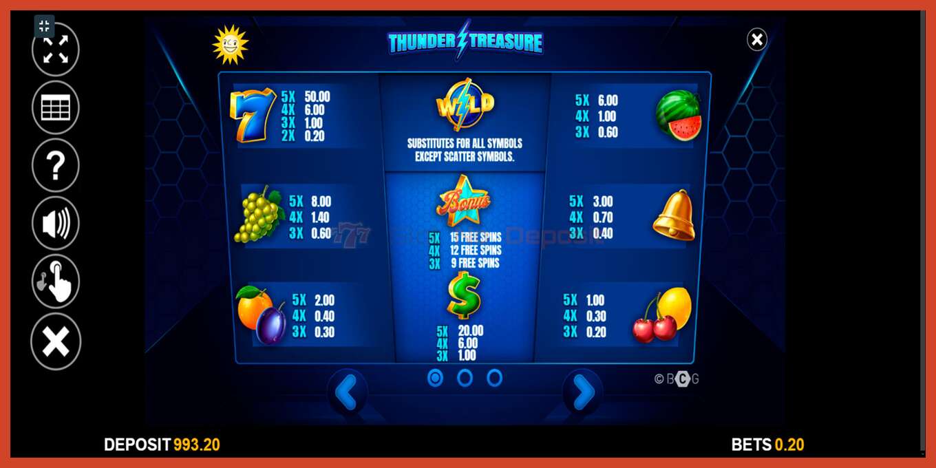 Slot screenshot: Thunder Treasure no deposit, number - 7