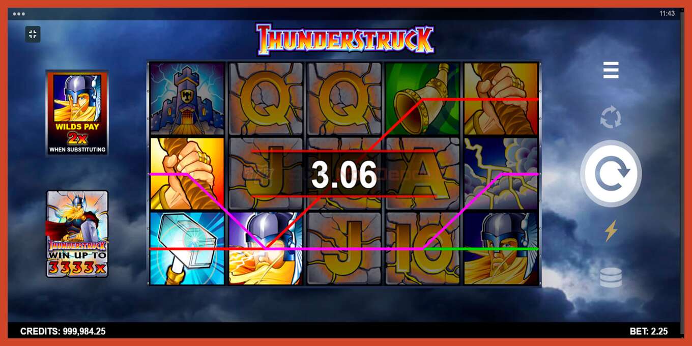 Slot screenshot: Thunderstruck no deposit, number - 2