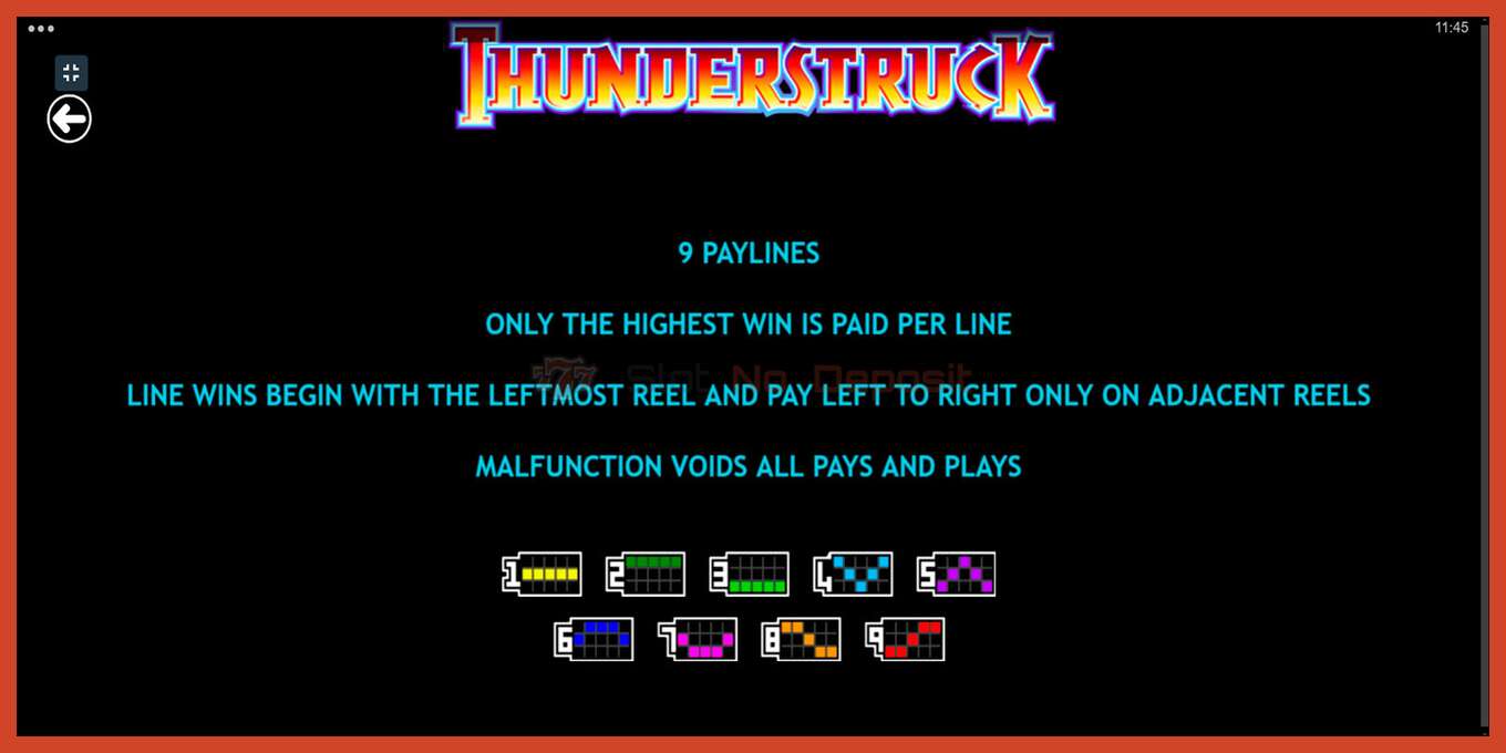 Slot screenshot: Thunderstruck no deposit, number - 7