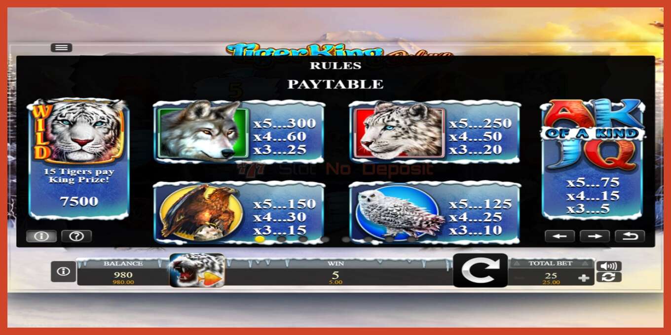 Slot screenshot: Tiger King Deluxe no deposit, number - 4