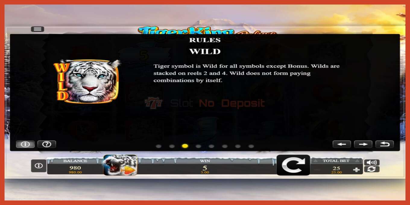 Slot screenshot: Tiger King Deluxe no deposit, number - 5