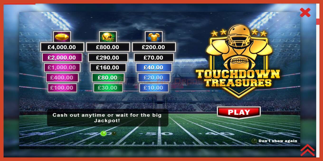 Slot screenshot: Touchdown Treasures no deposit, number - 1