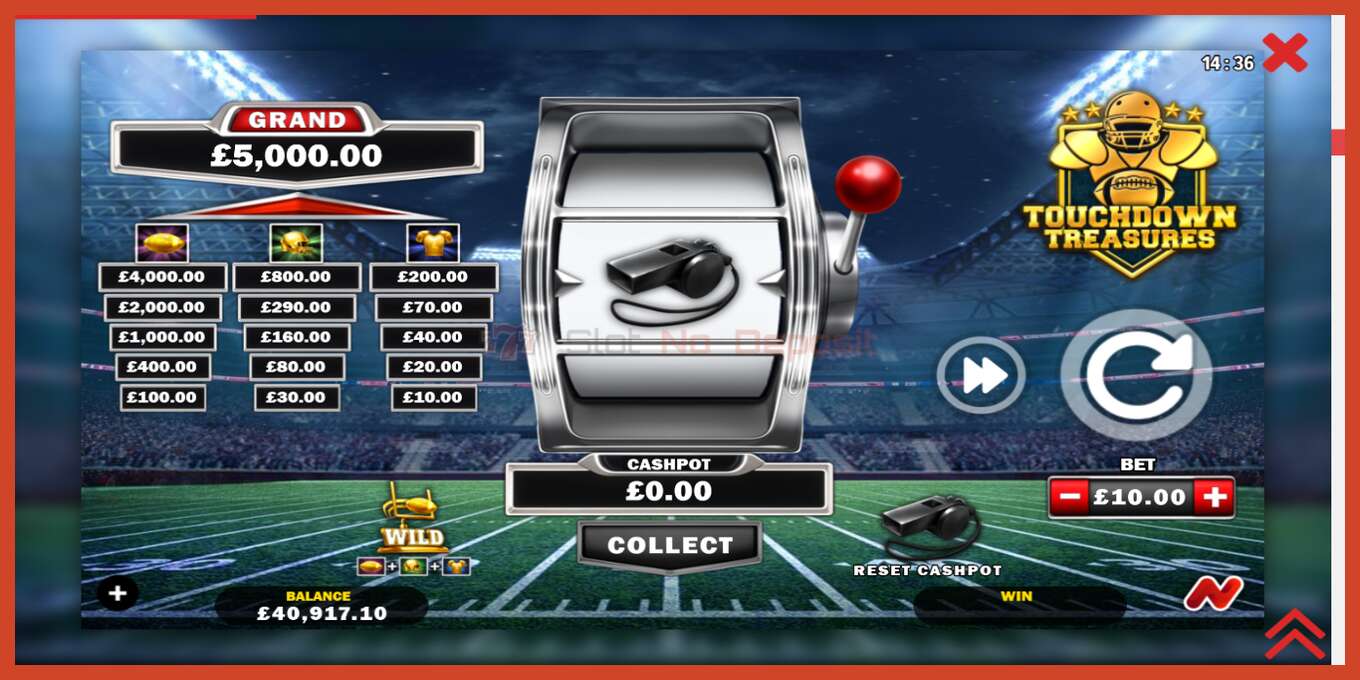 Slot screenshot: Touchdown Treasures no deposit, number - 2