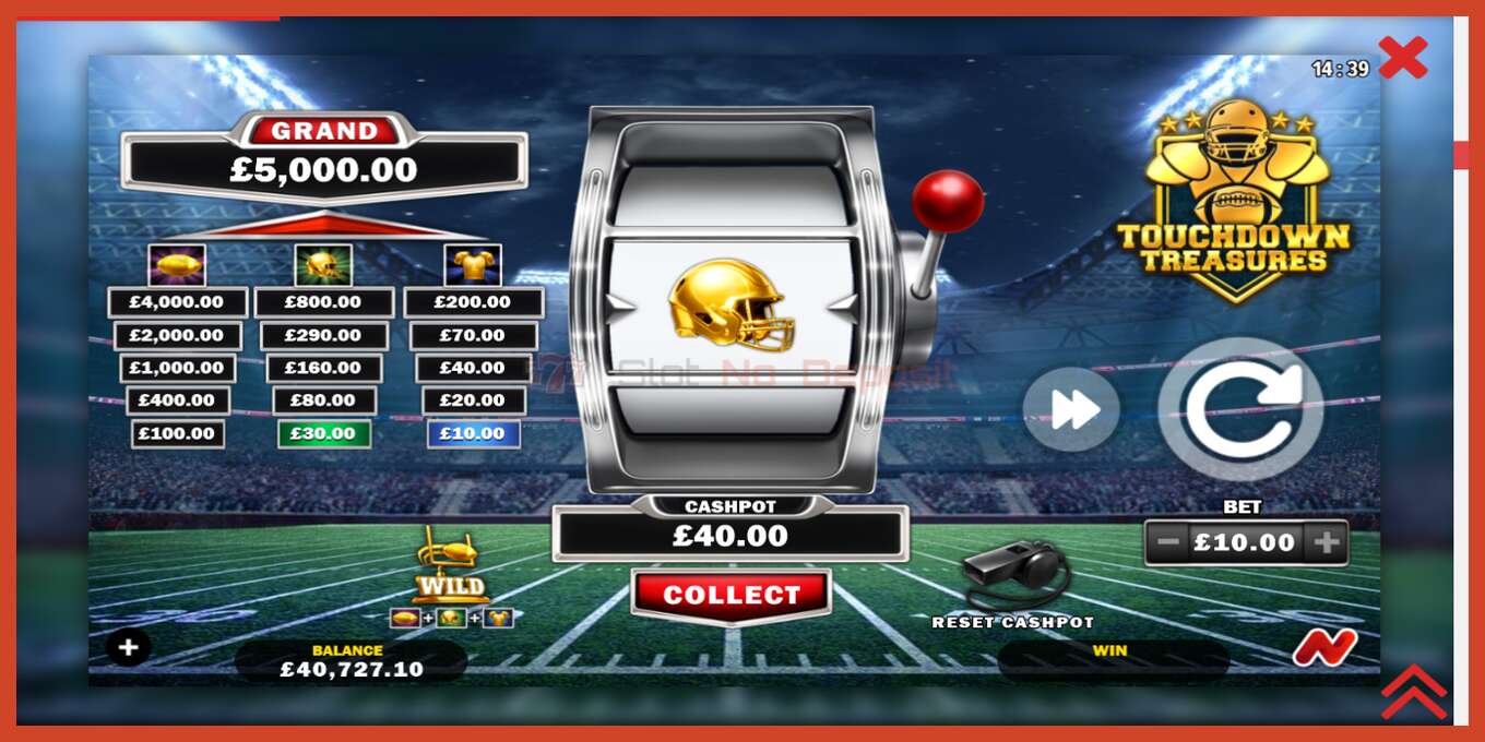 Slot screenshot: Touchdown Treasures no deposit, number - 4