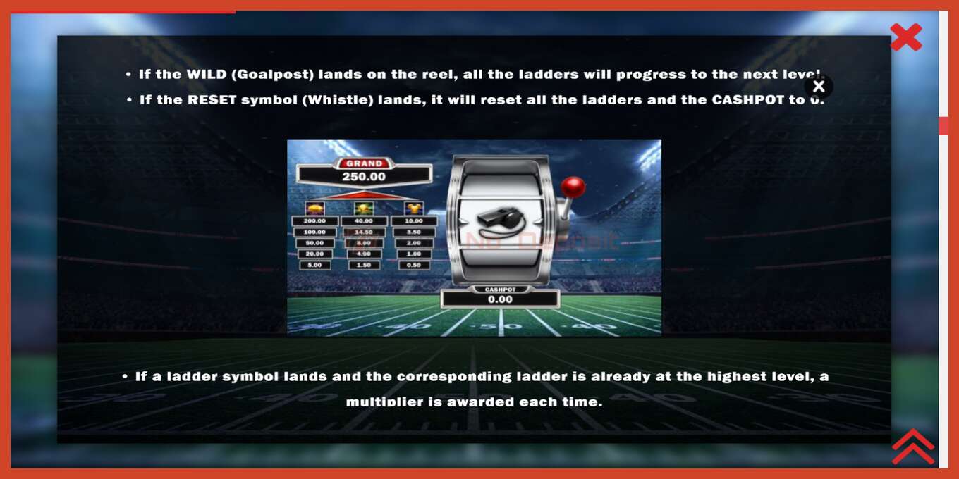 Slot screenshot: Touchdown Treasures no deposit, number - 6