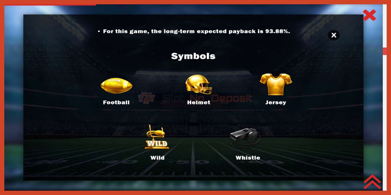 Slot screenshot: Touchdown Treasures no deposit, number - 7