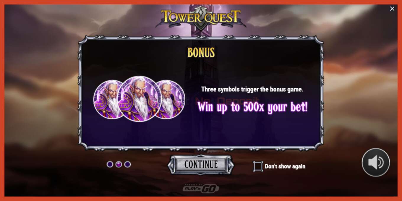 ภาพหน้าจอของสล็อต: Tower Quest ไม่มีเงินฝาก, ตัวเลข - 1