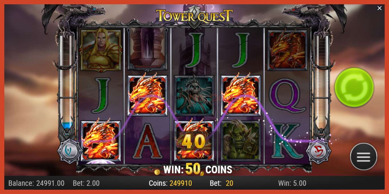 ภาพหน้าจอของสล็อต: Tower Quest ไม่มีเงินฝาก, ตัวเลข - 3