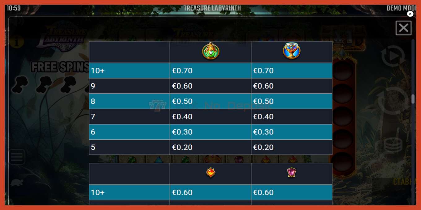 Slot screenshot: Treasure Labyrinth no deposit, number - 6