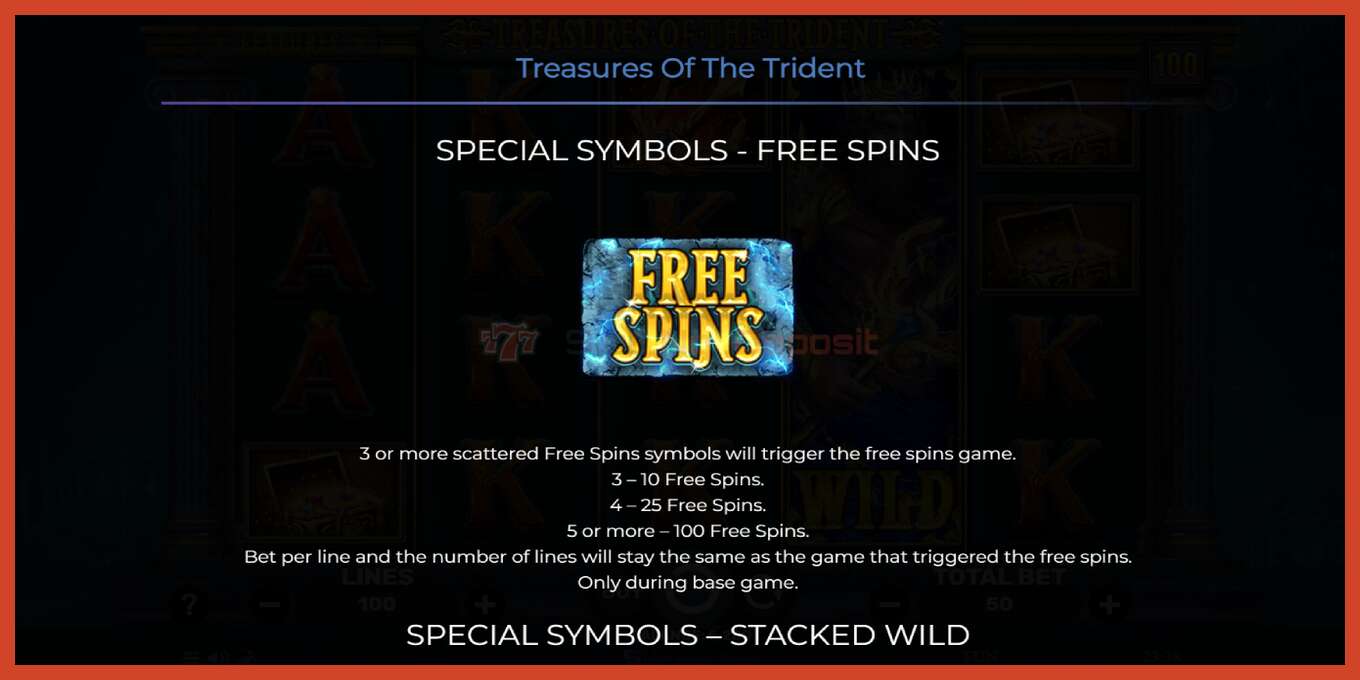 Slot screenshot: Treasures of the Trident no deposit, number - 5