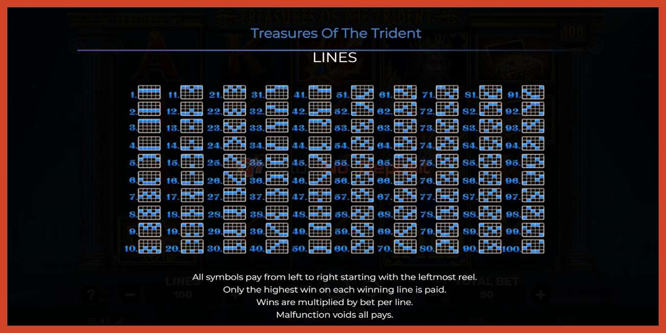 Slot screenshot: Treasures of the Trident no deposit, number - 7