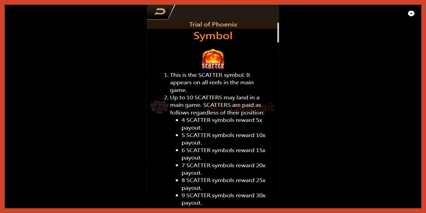 Slot screenshot: Trial of Phoenix no deposit, number - 5
