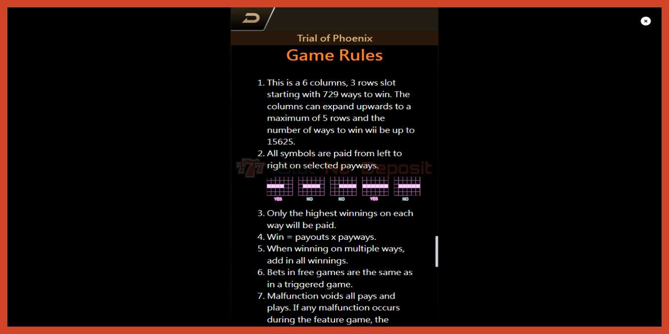 Slot screenshot: Trial of Phoenix no deposit, number - 7