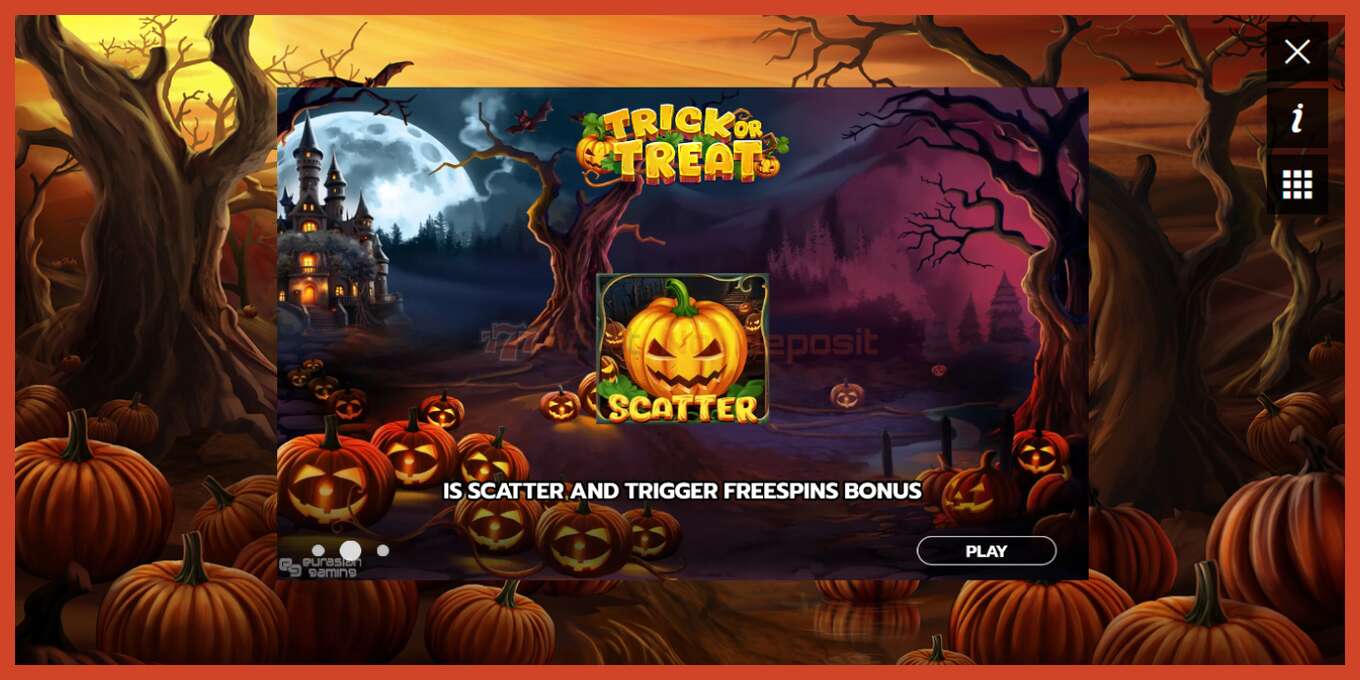 Slot screenshot: Trick or Treat no deposit, number - 1