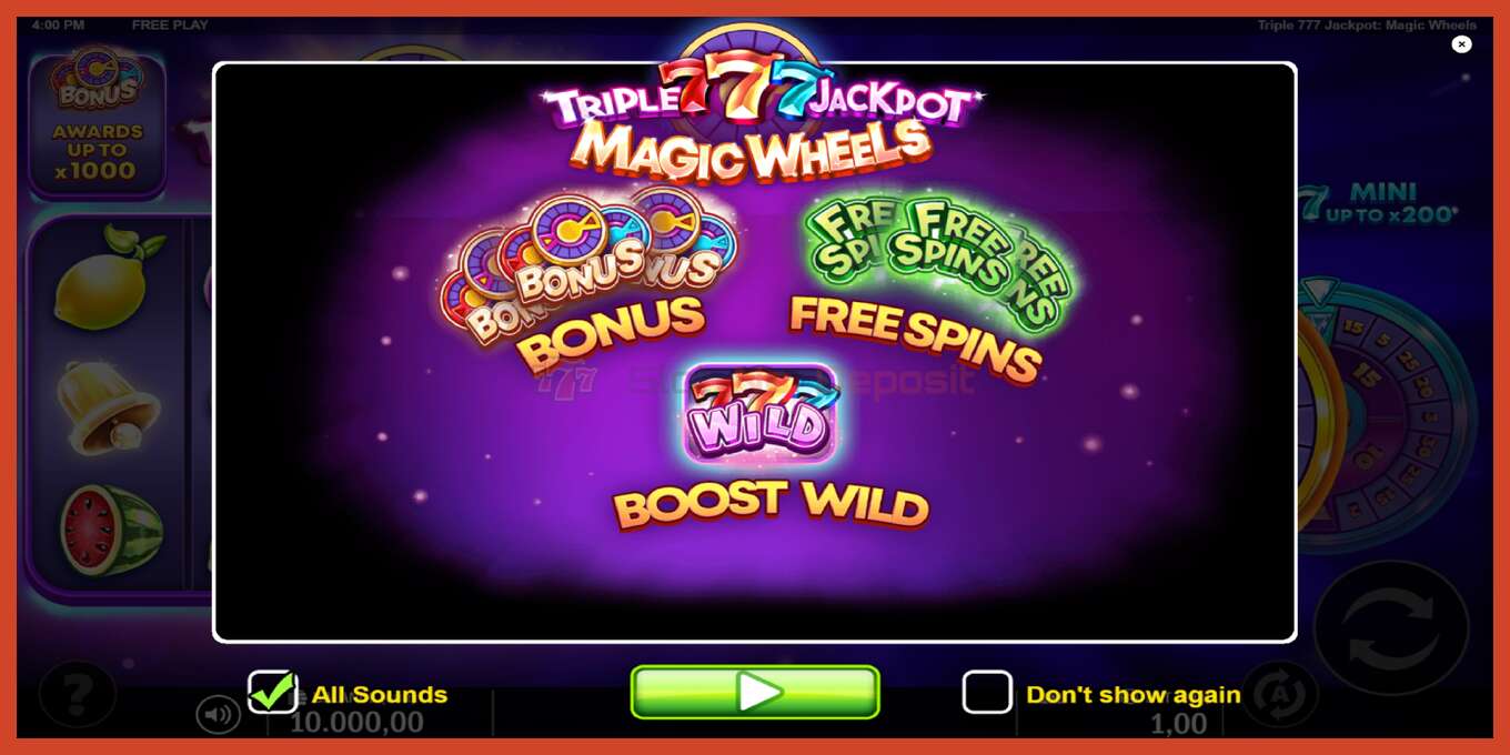 ສະລັອດຕິງ screenshot: Triple 777 Jackpot Magic Wheels ບໍ່ມີເງິນຝາກ, ເລກ - 1