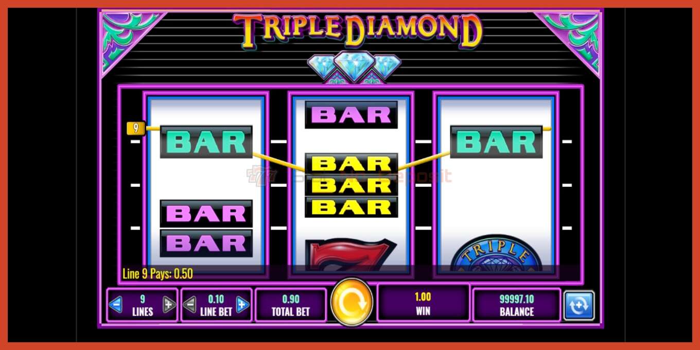 Slot screenshot: Triple Diamond no deposit, number - 2