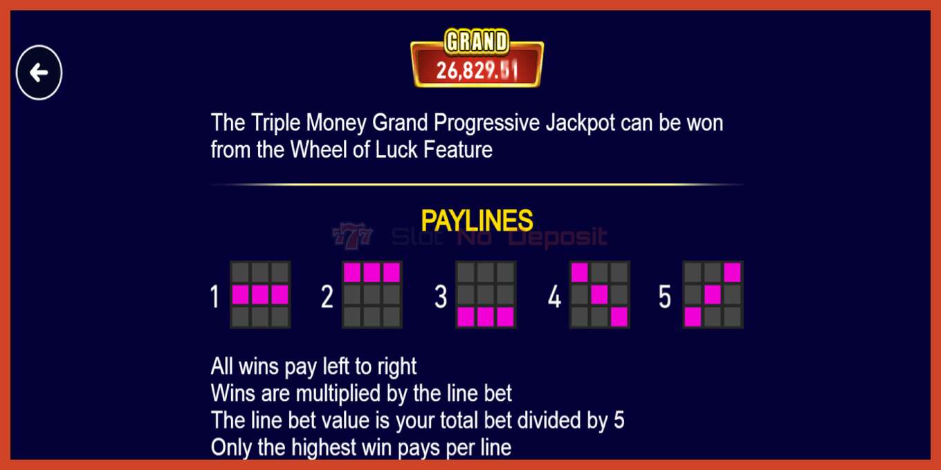 Slot screenshot: Triple Money Jackpot no deposit, number - 7