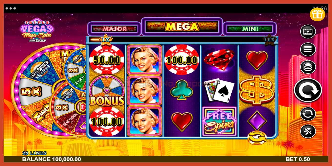 Slot screenshot: Triple Vegas Mega Spin no deposit, number - 1