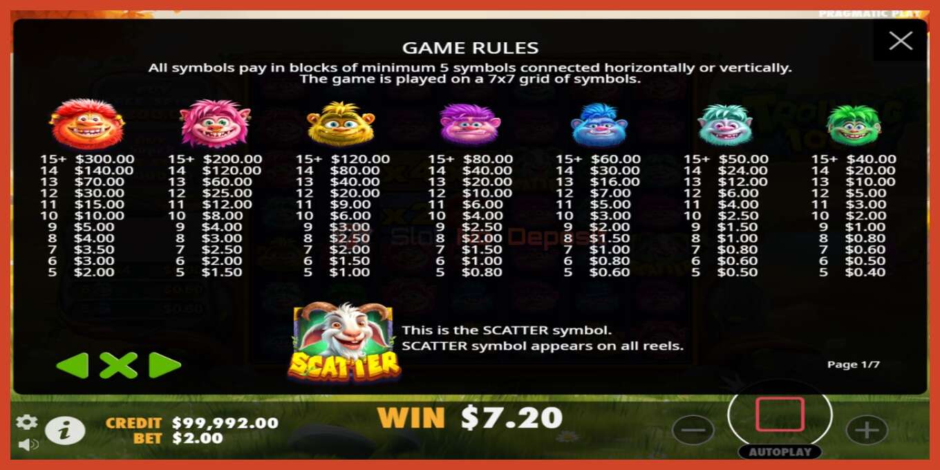 Slot screenshot: Trolling 1000 no deposit, number - 4