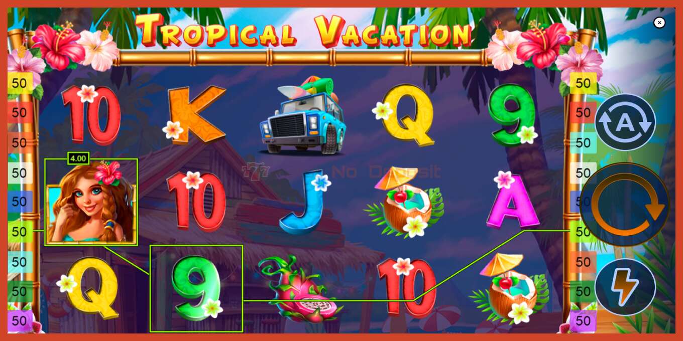 ສະລັອດຕິງ screenshot: Tropical Vacation ບໍ່ມີເງິນຝາກ, ເລກ - 2