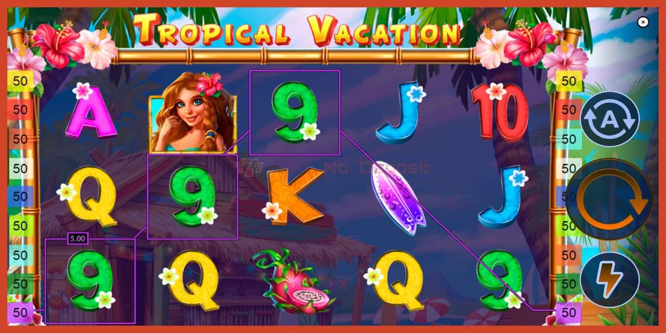 ສະລັອດຕິງ screenshot: Tropical Vacation ບໍ່ມີເງິນຝາກ, ເລກ - 4