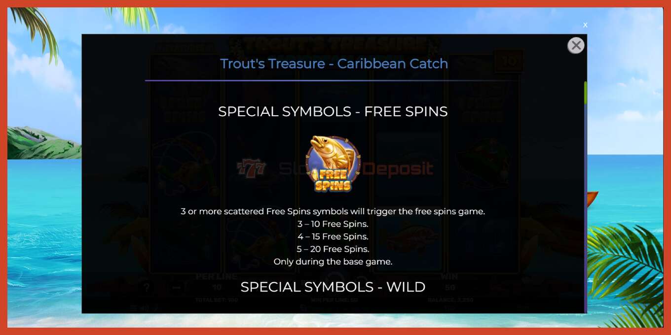 فتحة لقطة الشاشة: Trouts Treasure Caribbean Catch لا إيداع, رقم - 5