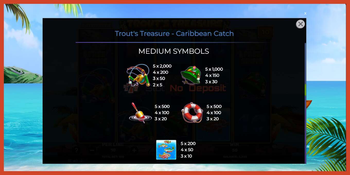 فتحة لقطة الشاشة: Trouts Treasure Caribbean Catch لا إيداع, رقم - 6