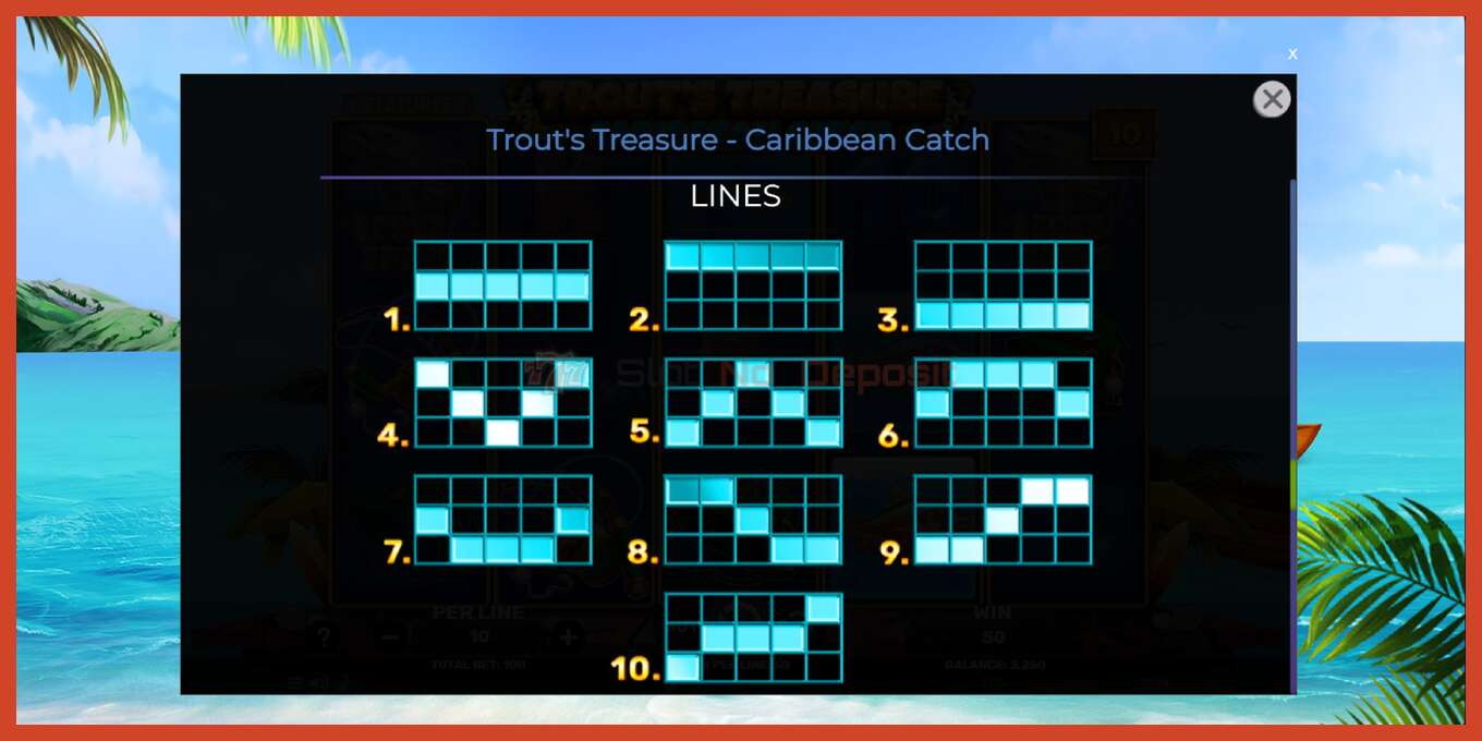 فتحة لقطة الشاشة: Trouts Treasure Caribbean Catch لا إيداع, رقم - 7