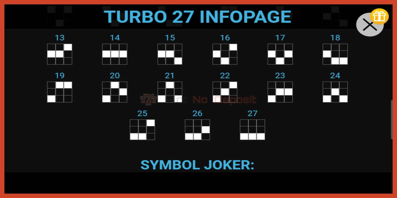 Снимак екрана слота: Turbo 27 без депозита, број - 5