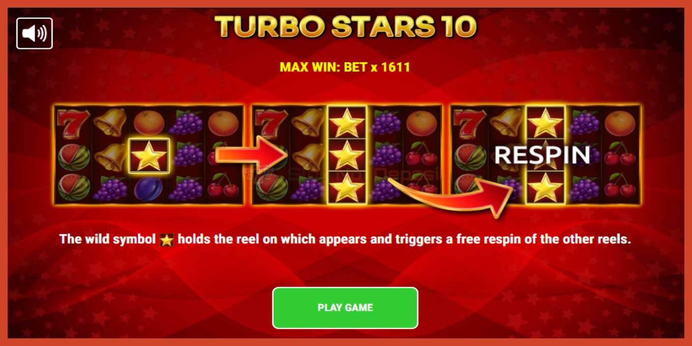 Slot screenshot: Turbo Stars 10 no deposit, number - 1