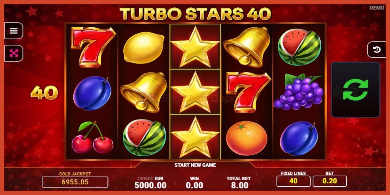 Slot screenshot: Turbo Stars 40 no deposit, number - 1