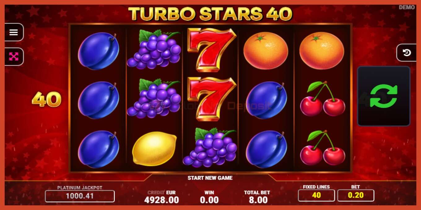 Slot screenshot: Turbo Stars 40 no deposit, number - 2