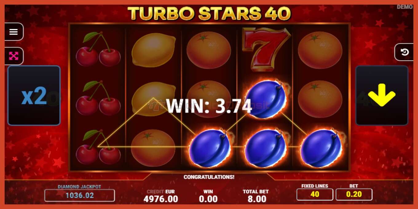 Slot screenshot: Turbo Stars 40 no deposit, number - 3